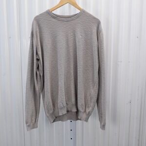 True Religion Mens Light Gray Crew Neck Long Sleeve Sweater 2XL Cotton